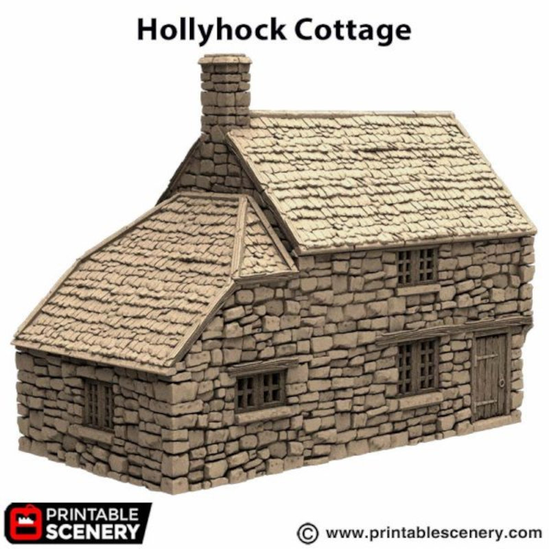 Hollyhock Cottage - King and Country - Printable Scenery