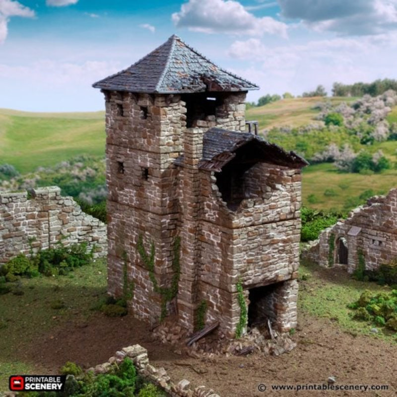Ruined Black Rock Keep - King and Country - Printable Scenery