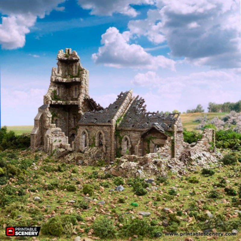 Ruined Norman Church - King and Country - Printable Scenery