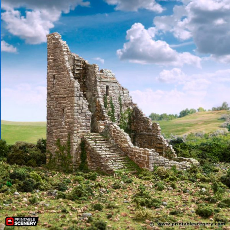 Ruined Norman Stone Fort - King and Country - Printable Scenery