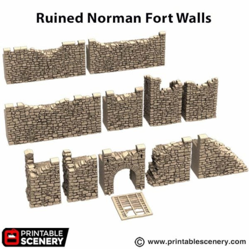 Ruined Norman Stone Fort Walls - King and Country - Printable Scenery