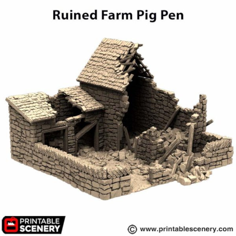 Ruined Pig Farm - King and Country - Printable Scenery