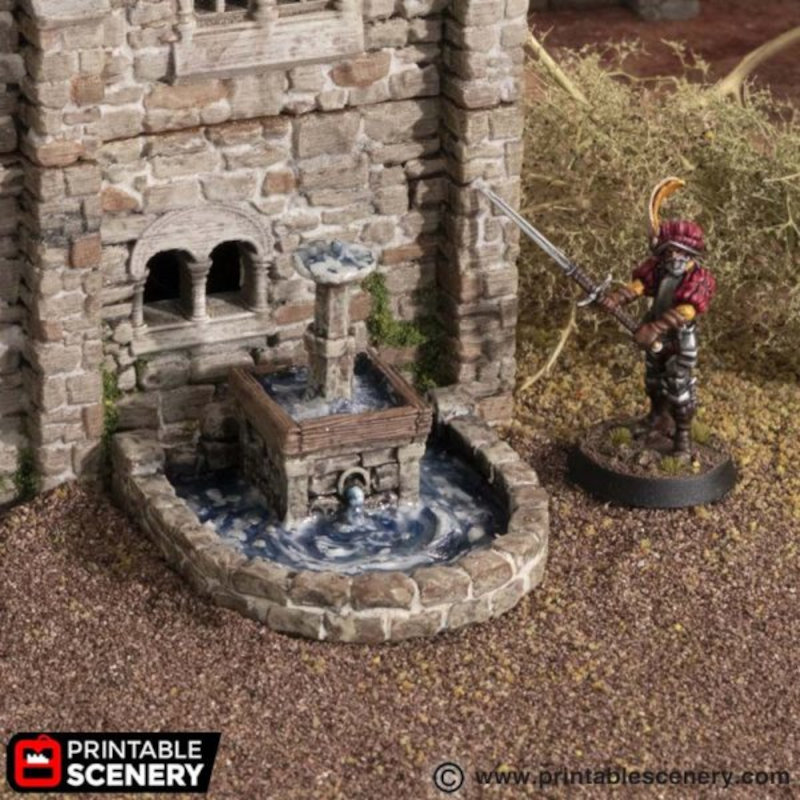 Town Fountain - King and Country - Printable Scenery