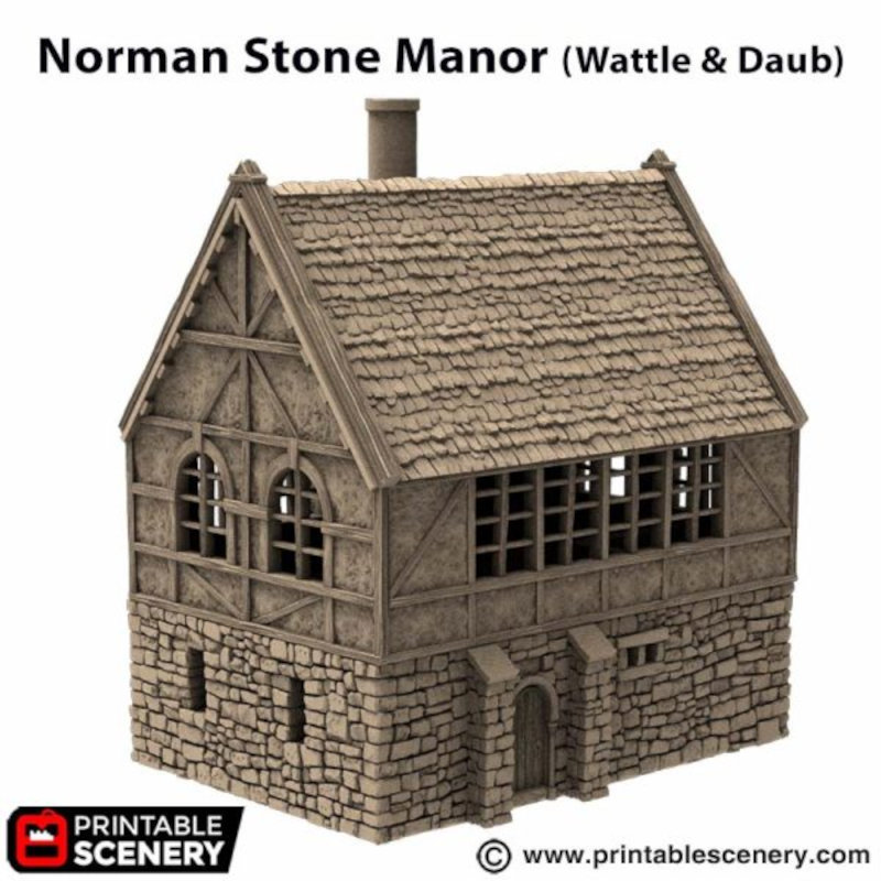 Wattle and Daub Stone Manor - King and Country - Printable Scenery