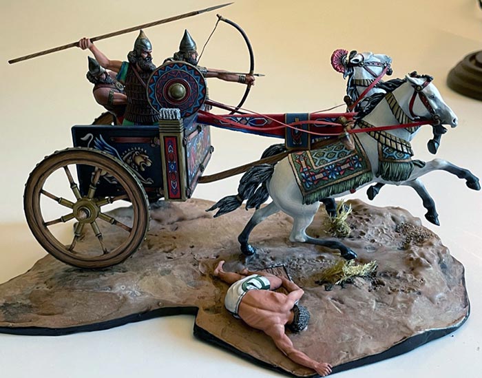 HM Assyrian 2-horse Oversized Chariot w/Three Figures