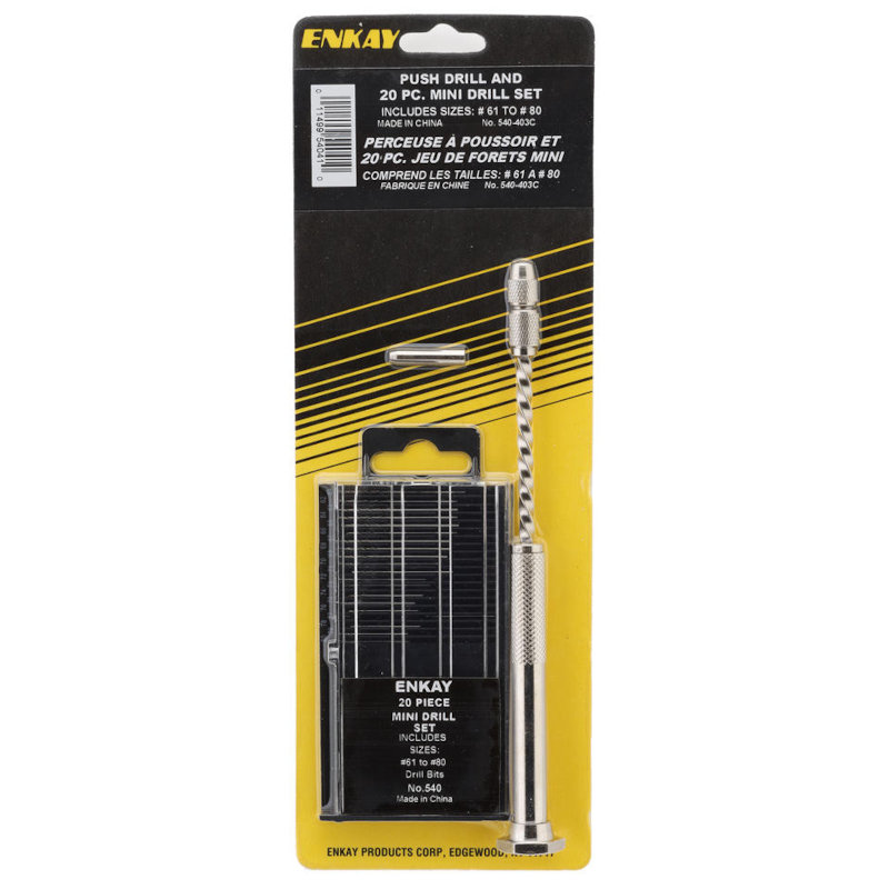 Enkay Push-Drill and 20 pc. Micro Drill Bit Set
