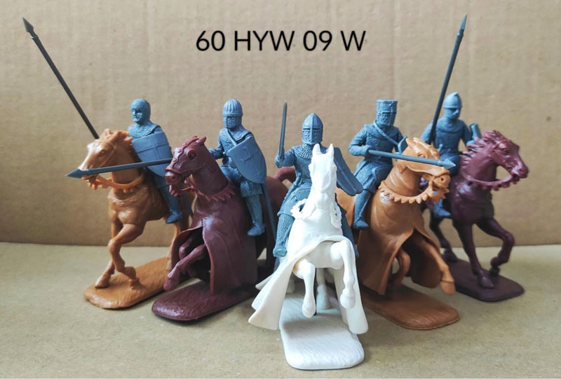 14th Century Mounted Men-at-Arms in Light Metallic Armor