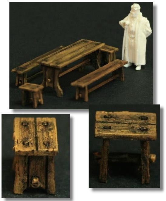 Table, Benches and Stools Set