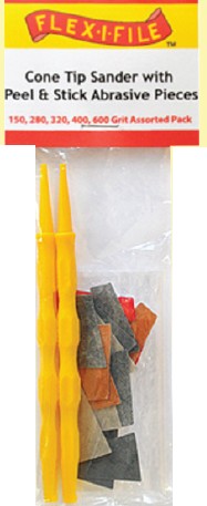 Cone Tip Sander Applicator Handle w/Peel & Stick Abrasives (3ea. 5 diff grits)