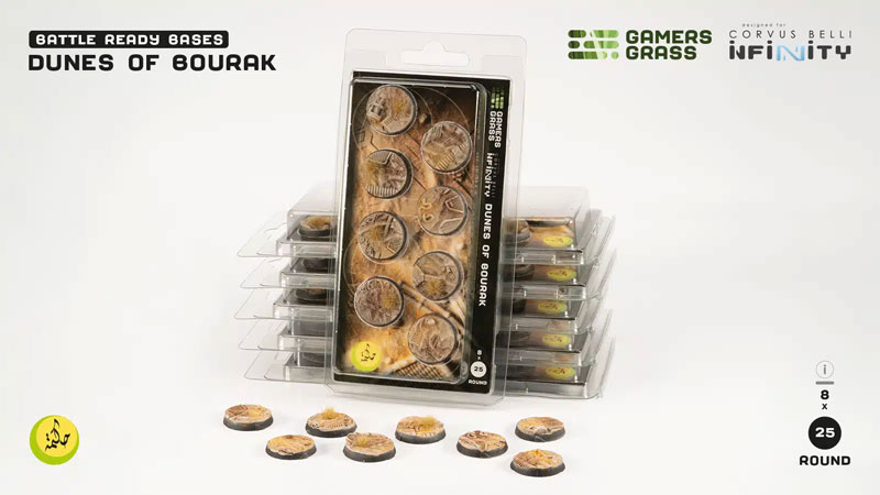 Gamers Grass Battle Ready Bases - Dunes of Bourak Bases, Round 25mm (x8)