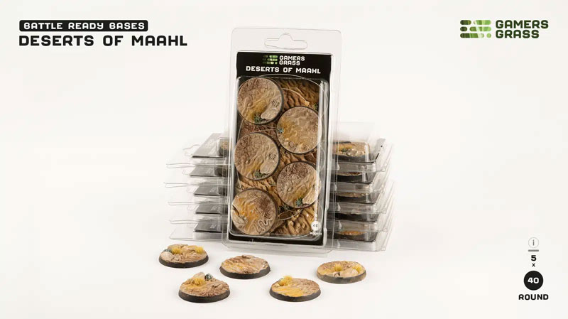 Gamers Grass Battle Ready Bases - Deserts of Maahl, 40mm (x5)