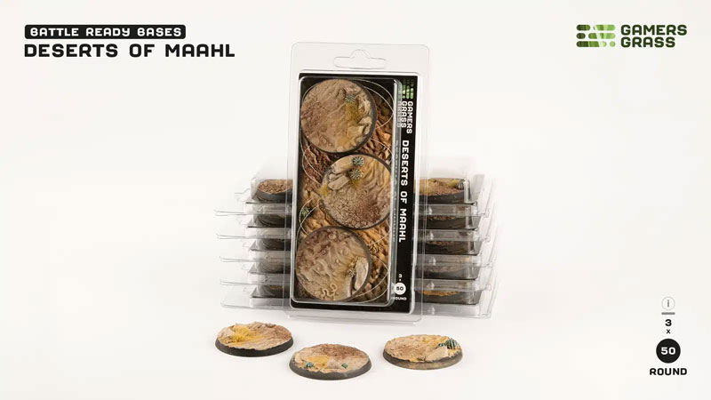 Gamers Grass Battle Ready Bases - Deserts of Maahl, 50mm (x3)
