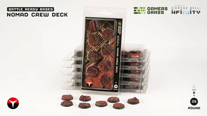 Gamers Grass Battle Ready Bases - Nomad Crew Deck Bases, Round 25mm (x8)