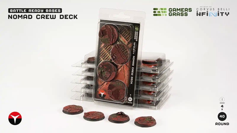 Gamers Grass Battle Ready Bases - Nomad Crew Deck Bases, Round 40mm (x4) 