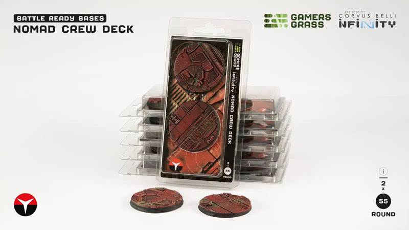 Gamers Grass Battle Ready Bases - Nomad Crew Deck Bases, Round 55mm (x2)