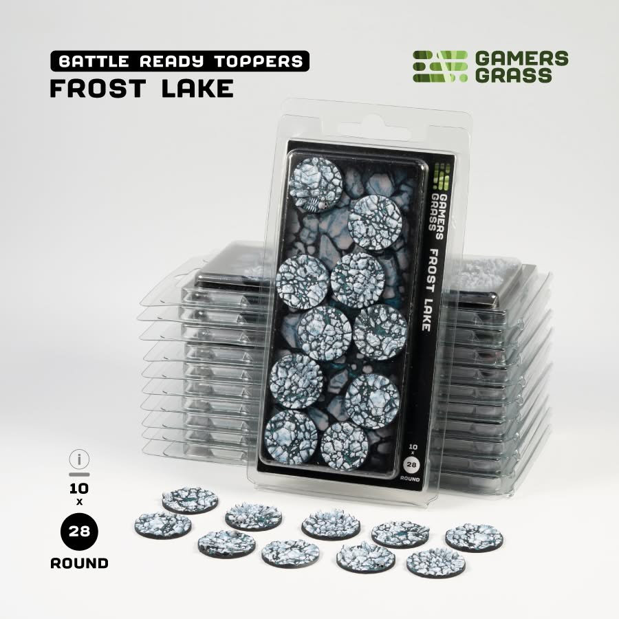 Gamers Grass Battle Ready Toppers - Frost Lake Round 28mm (x10)