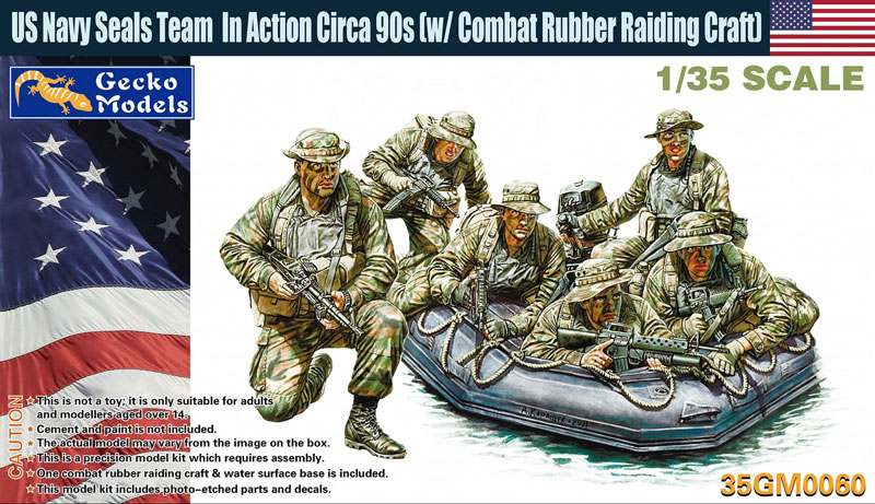 US Navy Seals Team in Action 90s w/Combat Rubber Raiding Craft