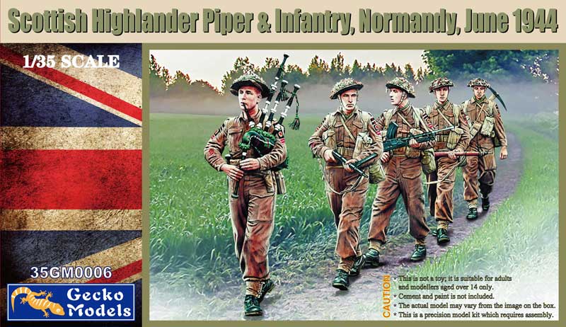 Scottish Highlander Piper & Infantry, Normandy, June 1944