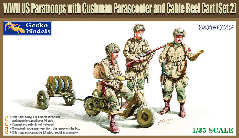M53 Scooter Cushman w-RL-35 Cable Reel Cart Mod.1944 & US Paratroops (Set 2)