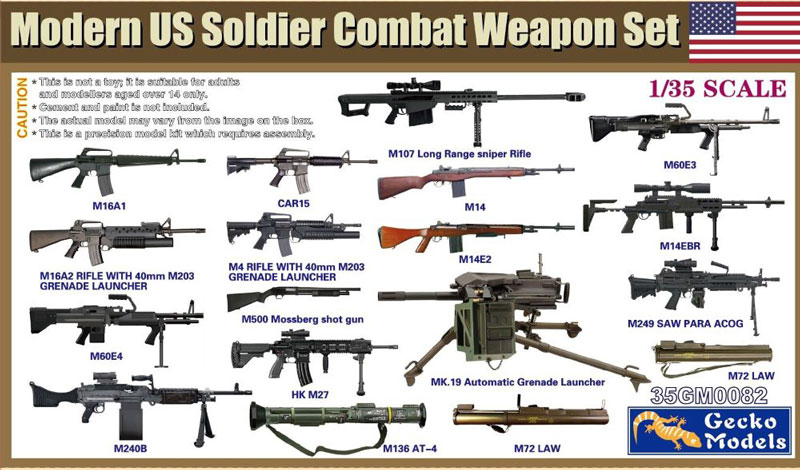 Modern US Soldier Combat Weapon Set