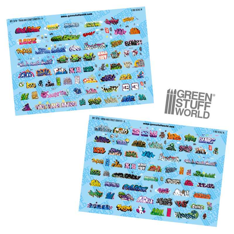 Green Stuff World Model railway graffiti decals 1:160 N