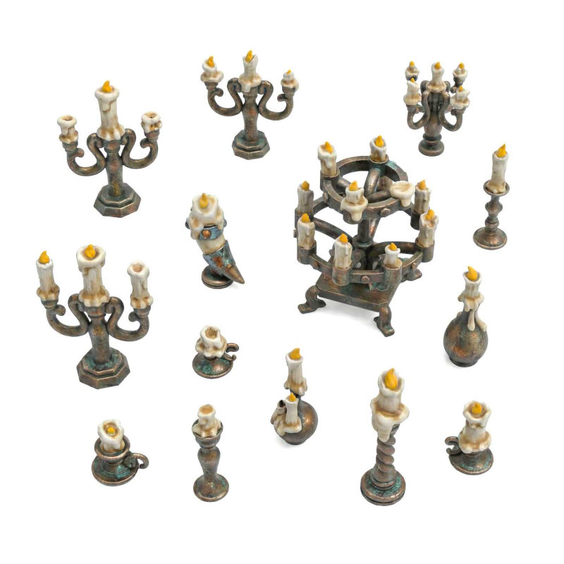 Green Stuff World 3D Printed Set - Candle holders 1:48-1:35