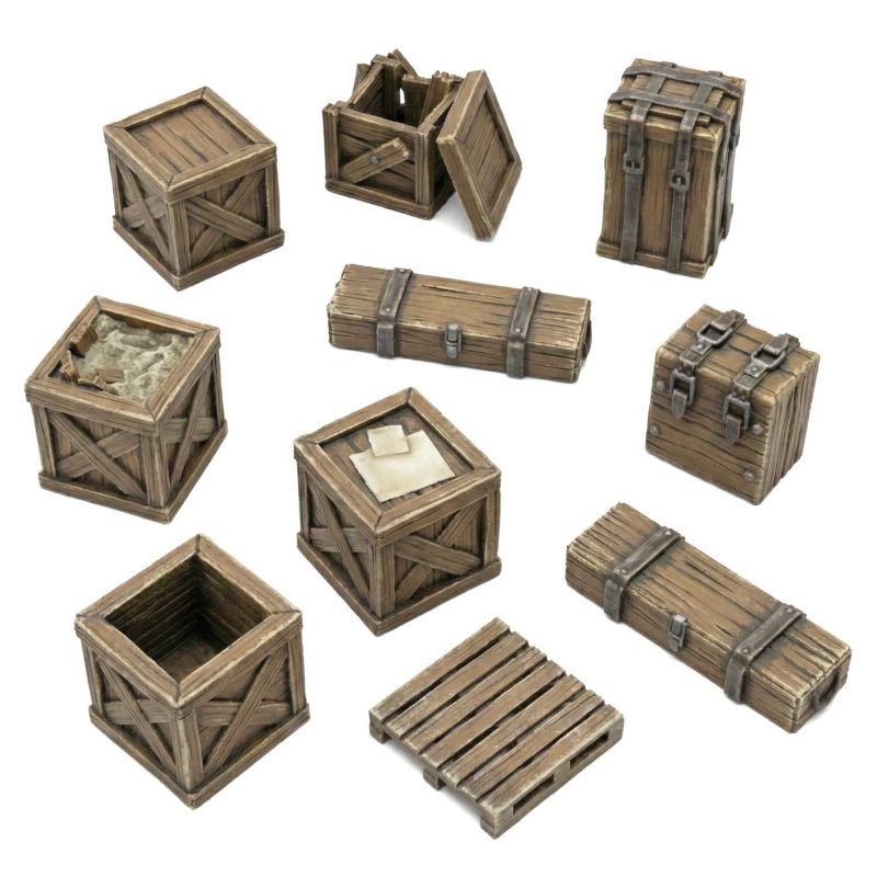 Green Stuff World 3D Printed Set - Wooden Crates 1:48