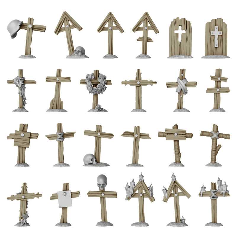 Green Stuff World Trench Wooden Crosses 1:48 - 1:35