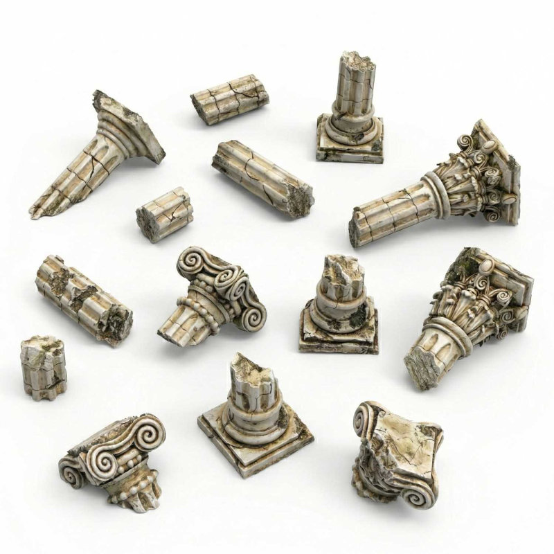 Green Stuff World 3D Printed Set - Greek Column Ruins 1:48-1:35