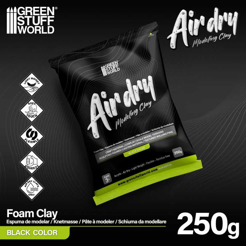 Green Stuff World Air Dry Foam Clay 250gr. - Black