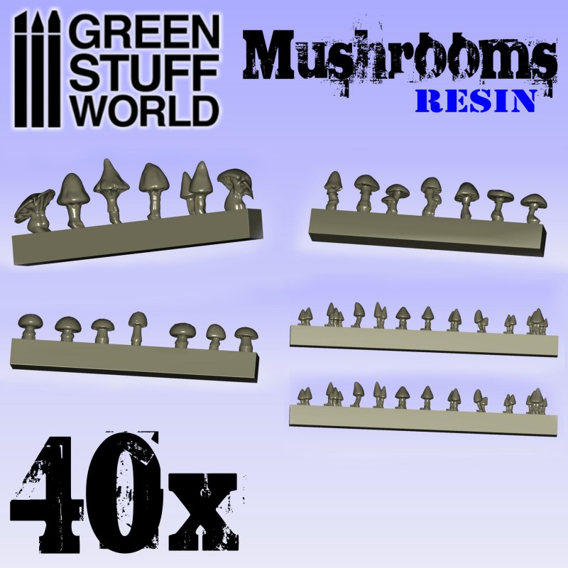 Resin Mushrooms and Toadstools x 40