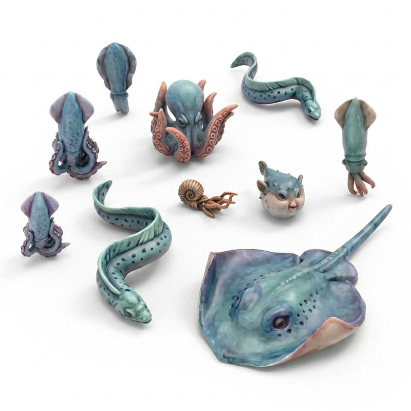 Green Stuff World 3D Printed Set - Aquatic Creatures 1:48-1:35