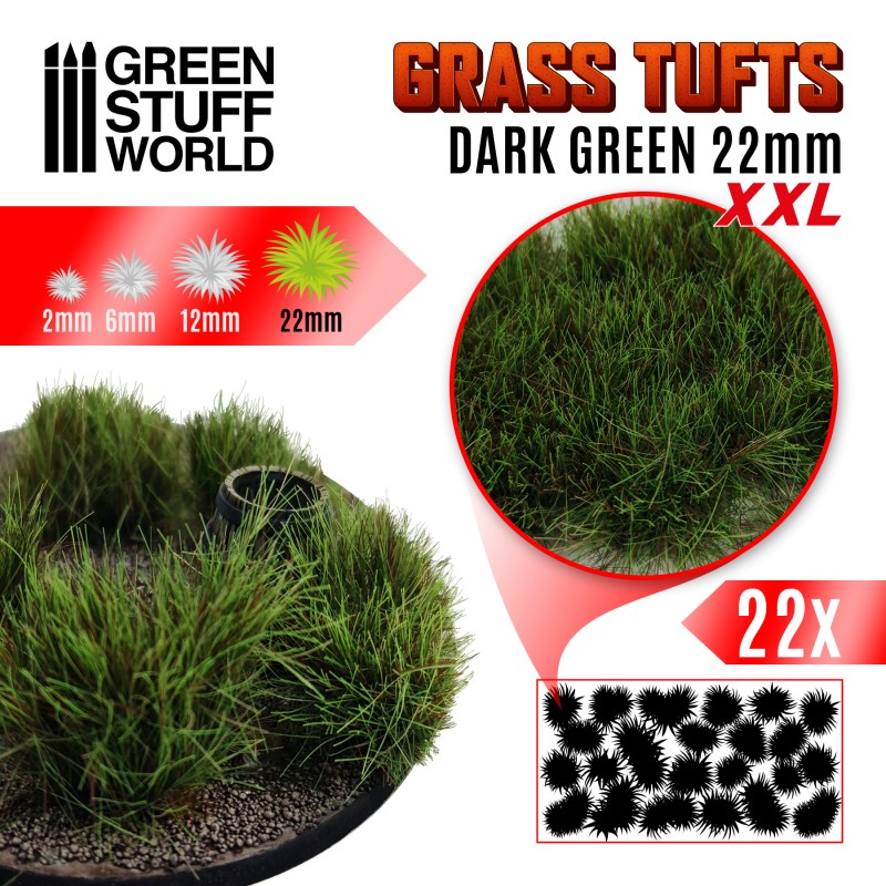 Grass Tufts XXL - 22mm Self-Adhesive - Dark Green