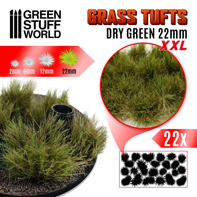 Grass Tufts XXL - 22mm Self-Adhesive - Dry Green