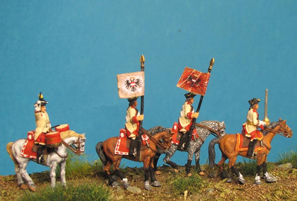 7 Years War: Austrian Cuirassiers Set 1- Command Group I on Standing Horses