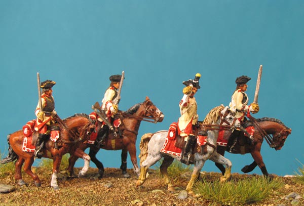 7 Years War: Austrian Cuirassiers Set 5- Command Group II On the March (Trotting)