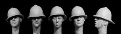 5 Heads with WW1 to WW2 British Tropical/Ceremonial Helmets