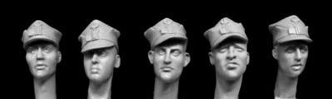5 Heads with Polish field caps, WW2