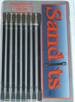 Sandits: 120/180 Grit Round Tip Sanding Stick w/Plastic Stem 8pk.