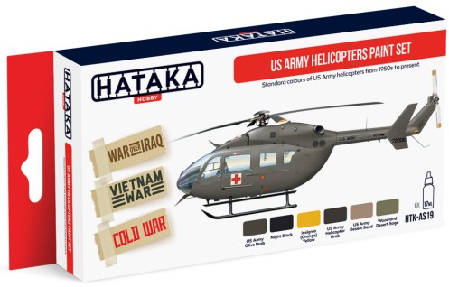 Red Line: US Army Helicopter 1950s-Present Paint Set (6 Colors) - Optimized For Airbrush - 17ml Bottles