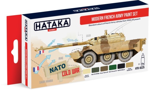 Red Line: Modern French Army Vehicles 1950s-Present Paint Set (6 Colors) - Optimized For Airbrush - 17ml Bottles
