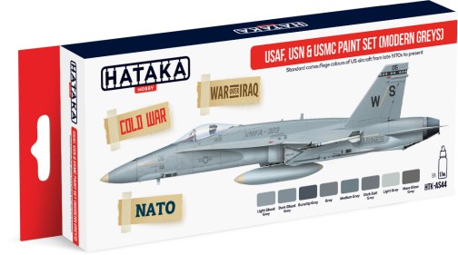 Red Line: USAF, USN & USMC Modern Greys Paint Set (8 Colors) - Optimized For Airbrush - 17ml Bottles