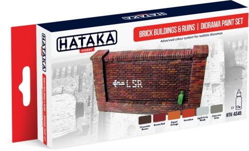 Red Line: Brick Buildings & Ruins Diorama Paint Set (6 Colors) - Optimized For Airbrush - 17ml Bottles