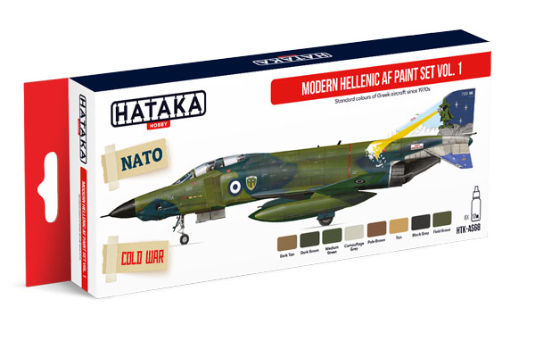 Red Line: Modern Greek Air Force 1970s-Present Vol.1 Paint Set (8 Colors) - Optimized For Airbrush - 17ml Bottles