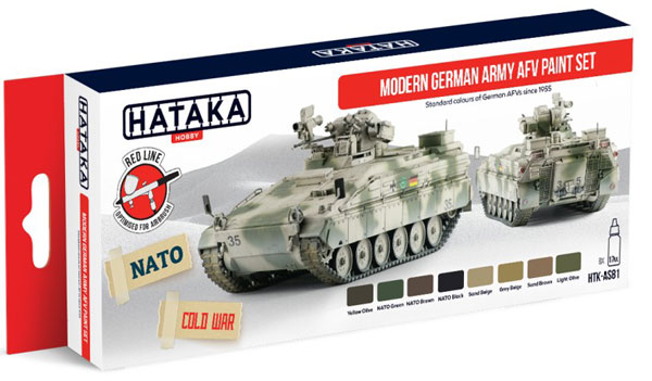 Red Line: Modern German Army AFV Since 1955 Paint Set (8 Colors) - Optimized For Airbrush - 17ml Bottles