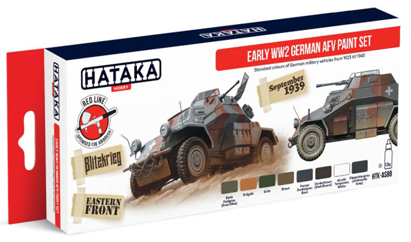 Red Line: Early WWII German AFV 1923-43 Paint Set (8 Colors) - Optimized For Airbrush - 17ml Bottles