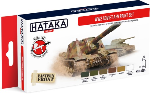 Red Line: WWII Soviet AFV Paint Set (6 Colors) - Optimized For Airbrush - 17ml Bottles