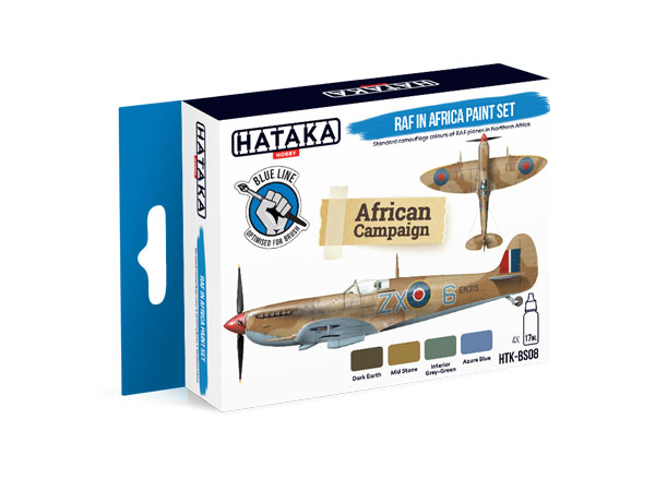 Blue Line: RAF in Africa Camouflage Paint Set (4 Colors) - Brush-Dedicated - 17ml Bottles
