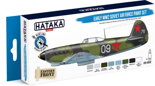 Blue Line: Early WWII Soviet Air Force 1937-1943 Paint Set (8 Colors) - Brush-Dedicated - 17ml Bottles
