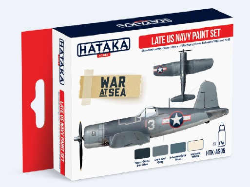 Red Line: Late US Navy 1943-45 Camouflage Paint Set (4 Colors) - Optimized For Airbrush - 17ml Bottles